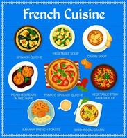 francese cibo ristorante menù pagina vettore modello