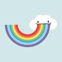 arcobaleno vomito nube cartone animato piatto vettore