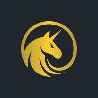 animale unicorno d'oro lusso semplice logo vettore