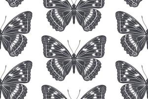 nero e bianca tropico farfalle. senza soluzione di continuità modello. vettore