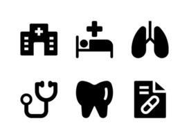 semplice set di icone solide vettoriali relative mediche