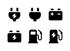 semplice set di icone solide vettoriali relative all'energia