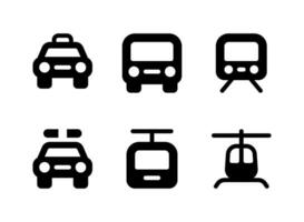 semplice set di icone solide vettoriali relative al trasporto