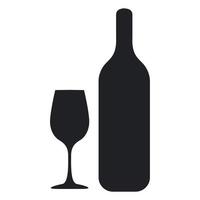 vino bottiglia bicchiere silhouette vettore