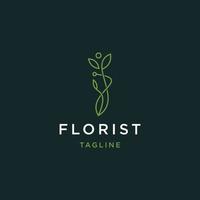 fiore foglia linea logo icona design modello piatto vettore