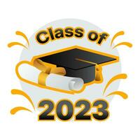 la laurea cerimonia vettore illustrazione. classe di 2023.can essere Usato per camicia, logo, francobollo, invito, carta, eccetera.