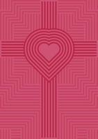 attraversare linea modello e rosso cuore forma. rosa geometrico sfondo. diagonale strisce perpendicolare. struttura elemento design per striscione, carta, manifesto, sfondo, parete. vettore illustrazione.