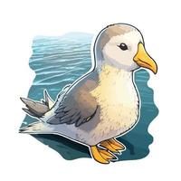 carino albatro cartone animato stile vettore