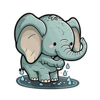carino elefante cartone animato stile vettore