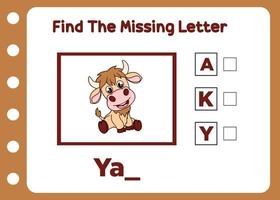 trova il mancante lettera di yak vettore