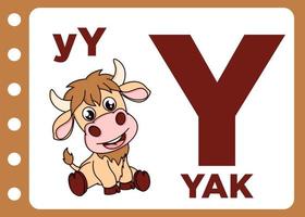 lettera y è per yak cartone animato vettore
