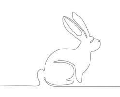 il Pasqua coniglietto è disegnato con singolo linea. vettore