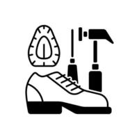 icona lineare nera di riparazione e ricondizionamento di scarpe vettore