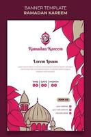 femminile sfondo per Ramadan kareem modello con moschea e rosa le foglie sfondo vettore