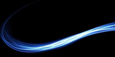 astratto blu leggero Linee di movimento e velocità nel blu. leggero ogni giorno raggiante effetto. semicircolare onda, leggero pista curva vortice, auto fari, incandescente ottico fibra png. vettore