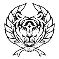 tigre testa logo foglia vettore Immagine illustrazioni