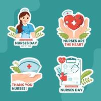 internazionale infermieri giorno etichetta piatto cartone animato mano disegnato modelli sfondo illustrazione vettore
