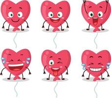 cartone animato personaggio di rosso amore Palloncino con Sorridi espressione vettore