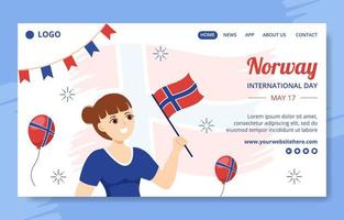 Norvegia nazionale giorno sociale media atterraggio pagina piatto cartone animato mano disegnato modello illustrazione vettore