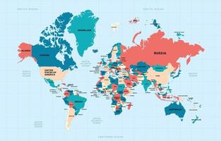 mondo carta geografica con nazione nomi vettore