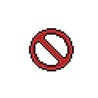 Proibito cartello nel pixel arte stile vettore