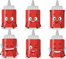 cartone animato personaggio di salsa bottiglia con Sorridi espressione vettore