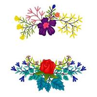 cornice vettoriale fiori colori modello matrimonio vuoto isolato
