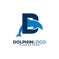 lettera d per delfino logo vettore