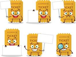 biglietto cartone animato con personaggio portare informazione tavola vettore