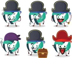 cartone animato personaggio di volley palla con vario pirati emoticon vettore