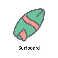 tavola da surf vettore riempire schema icone. semplice azione illustrazione azione