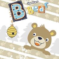 vettore cartone animato di carino orso con alveare su a strisce orma sfondo modello