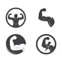 bodybuilder fitness Palestra icona logo distintivo vettore illustrazione