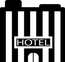 Hotel, icona. estate vettore icona nero magro piatto simbolo di turismo per ragnatela e App sviluppo isolato su bianca sfondo. vettore su bianca sfondo