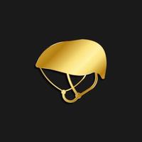Ciclismo, casco, icona oro icona. vettore illustrazione di d'oro stile su buio sfondo