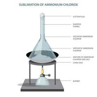 sublimazione di ammonio cloruro su riscaldamento vettore