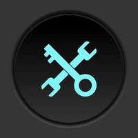 buio pulsante icona configurazione chiave. pulsante bandiera il giro distintivo interfaccia per applicazione illustrazione su scurire sfondo vettore