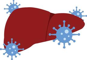 epatite c icona su bianca sfondo. virale epatite concetto. epatite c virus attacco il fegato cartello. virale epatite medico simbolo. piatto stile. vettore