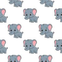 colore seamless pattern elefante. stile cartone animato. design luminoso. per carta da parati, poster, banner. disegnato a mano. illustrazione vettoriale isolato su sfondo bianco.