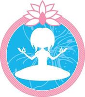 Meditare yoga ragazza nel silhouette illustrazione vettore