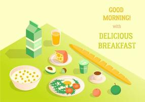 cartone animato colore bene mattina con delizioso prima colazione ingredienti concetto manifesto invito. vettore