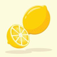 totale Limone e metà affettato Limone vettore illustrazione. fresco giallo lime piatto design