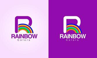 arcobaleno logo design con r vettore