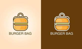 creativo logo design per hamburger con Borsa vettore