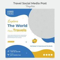 Esplorare giro e viaggio sociale media inviare e piazza aviatore inviare bandiera modello design vettore