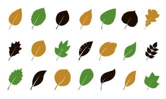 impostato di isolato verde le foglie. vettore illustrazione.