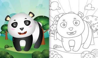 libro da colorare per bambini con un simpatico personaggio di orso panda vettore