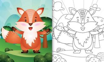 libro da colorare per bambini con un simpatico personaggio di volpe vettore
