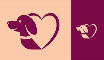 cane simbolo e cuore forma per negozio di animali nel avorio e rosso colori vettore