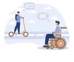 sociale ambiente concetto, sociale adattamento di Disabilitato le persone, piatto vettore moderno illustrazione